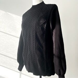 Belldini | Cable Knit Balloon Sleeve Sweater